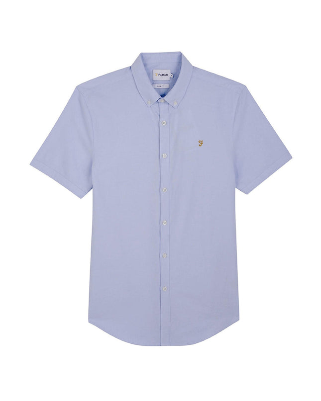 Farah Short Sleeve Oxford Shirt In Sky Blue