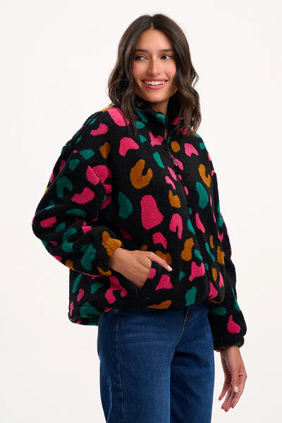 Hartley Zip Up Fleece - Black, Colourful Shapes