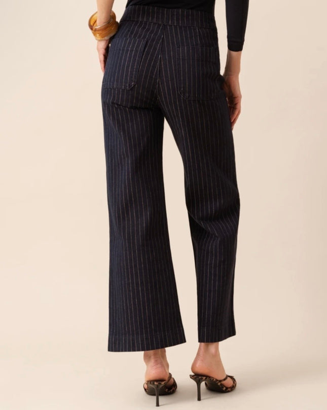 Victoire Wide Leg Jean - Dark Navy Stripe