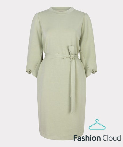 EsQualo Twisted Sleeve Modal Dress - Pistachio