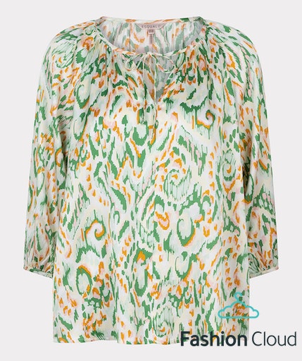 EsQualo Raglan Oriental Print Blouse - Pastel