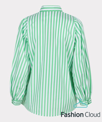 EsQualo Striped Embroidered Blouse - Off White/Green