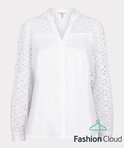 EsQualo Broderie Anglaise Blouse - Off White