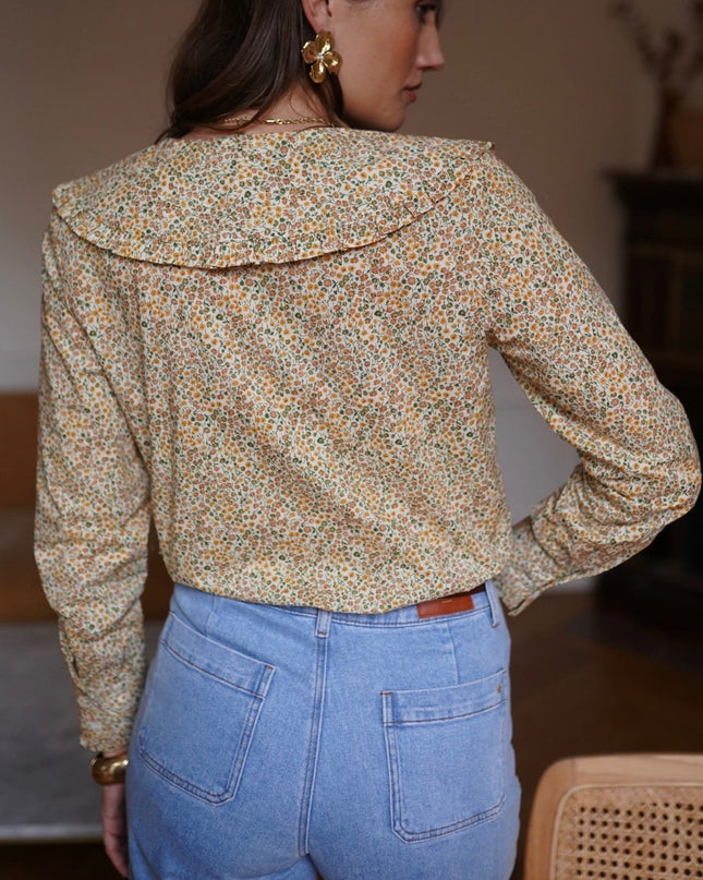 Annalise Dainty Floral Print Blouse - Mustard Floral