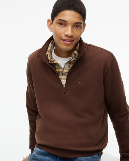 Tommy Flag Quarter Zip Sweatshirt - Hemlock Brown
