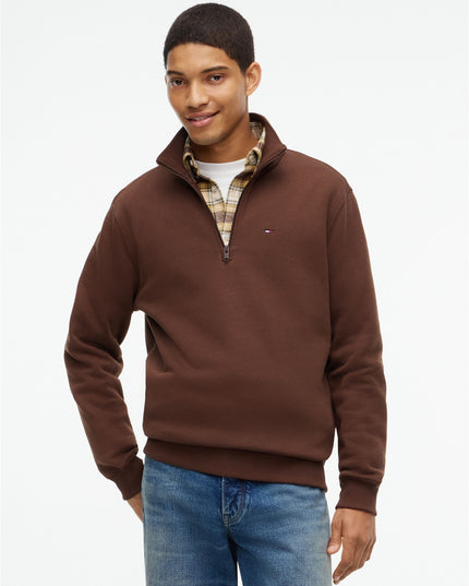 Tommy Flag Quarter Zip Sweatshirt - Hemlock Brown