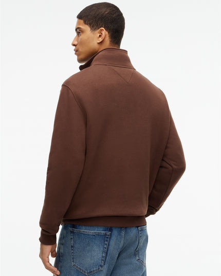 Tommy Flag Quarter Zip Sweatshirt - Hemlock Brown
