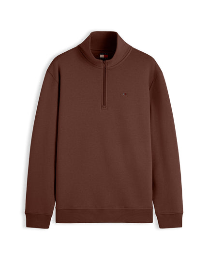 Tommy Flag Quarter Zip Sweatshirt - Hemlock Brown