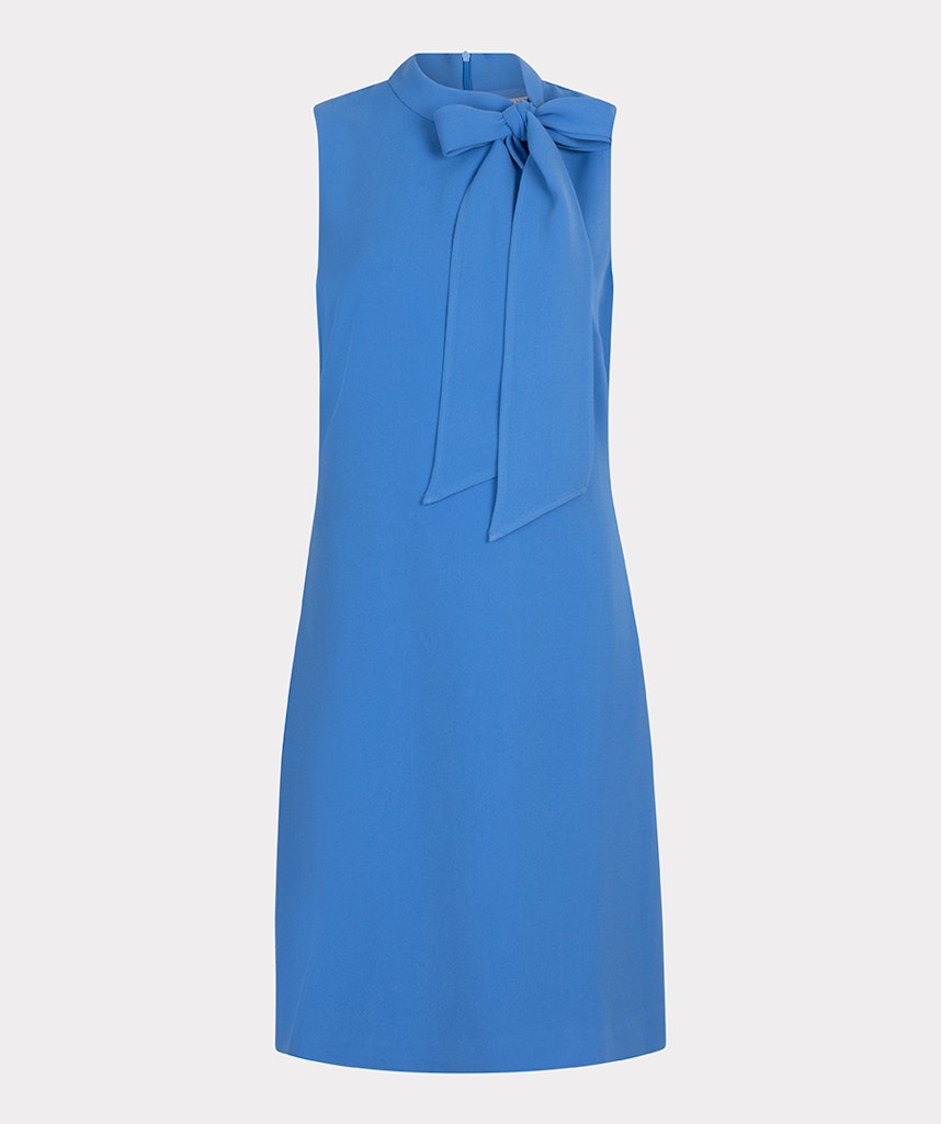 EsQualo - Bow Detail A-Line Mini Dress - Blue