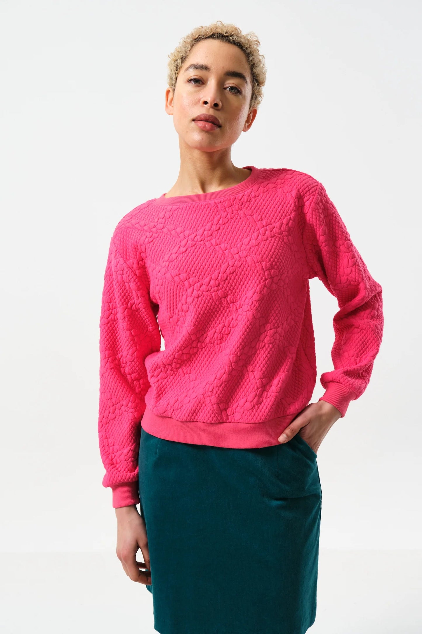 Jan Cable Quilt Sweatshirt - Pink