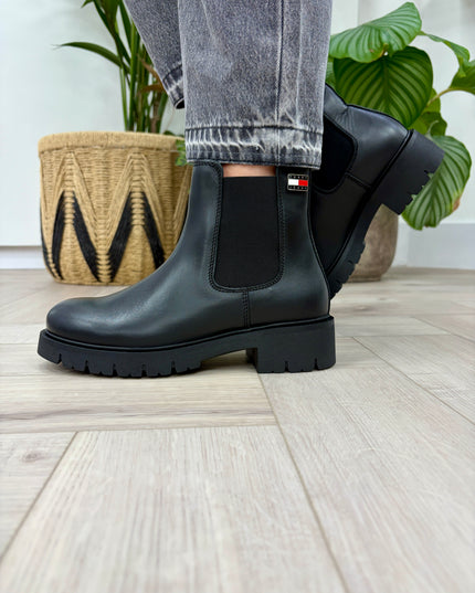 Leather Cleat Chelsea Boots - Black