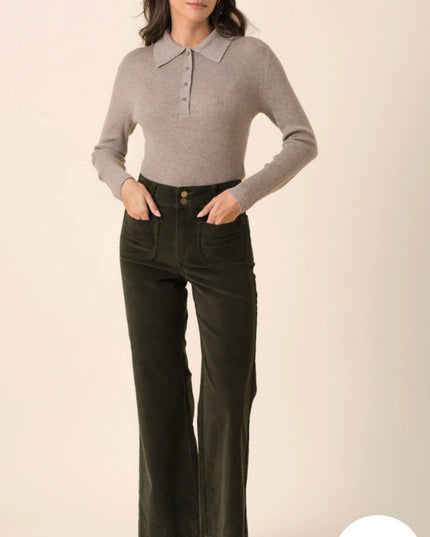 Elnette Velvet Cord Trouser - Khaki