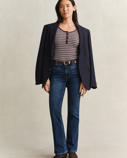 Ribbed Long Sleeve Henley Top - Darkened Wine