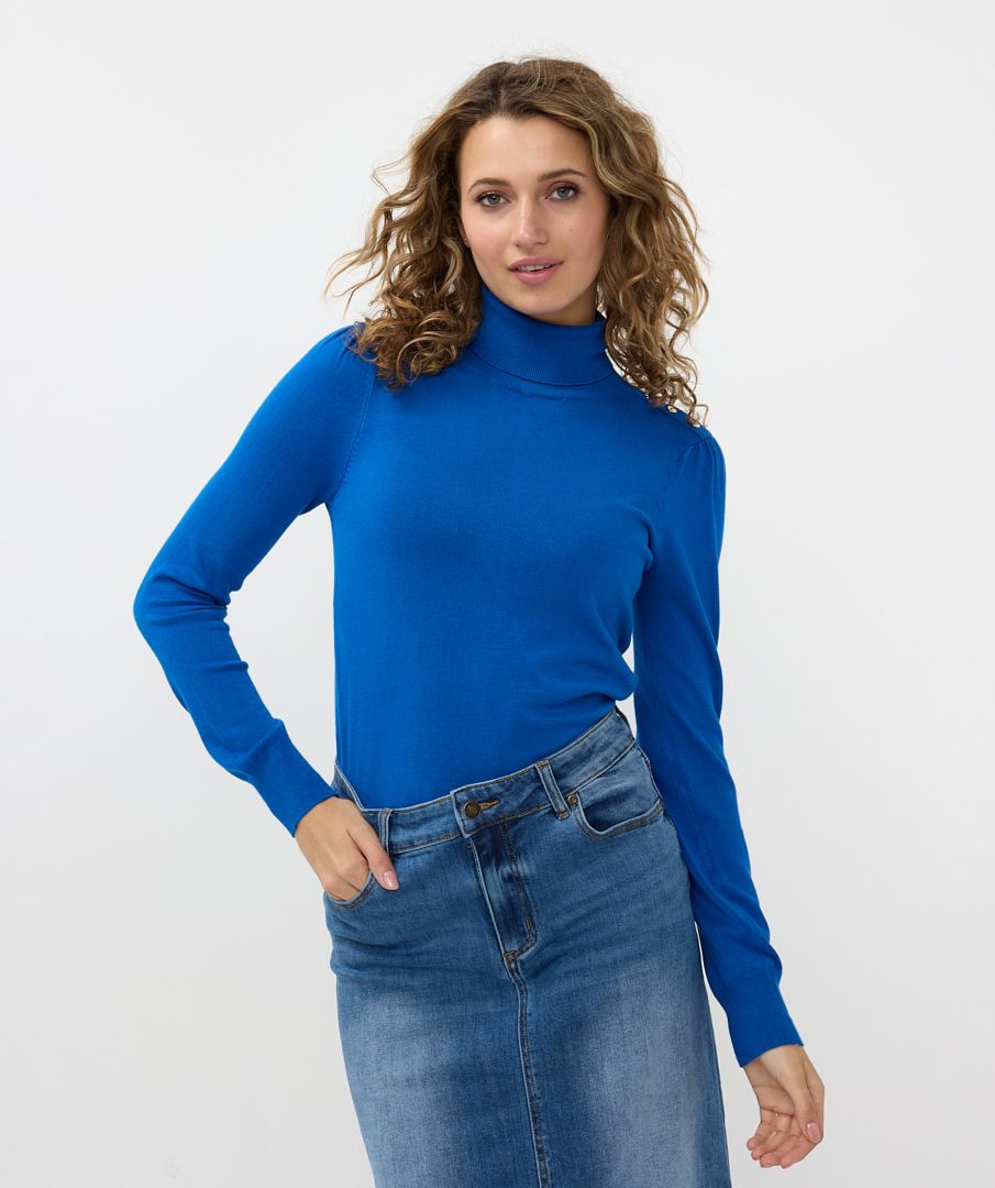 EsQualo - Fancy Detailed Shoulder Knit - Brilliant Blue