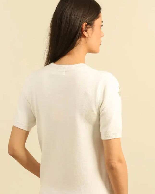 Lila Fine Knit Floral Embroidered Sweater