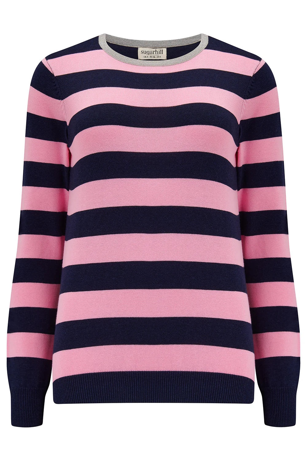 Sugarhill Brighton - Rowena Jumper - Navy/Pink, Silver Collar