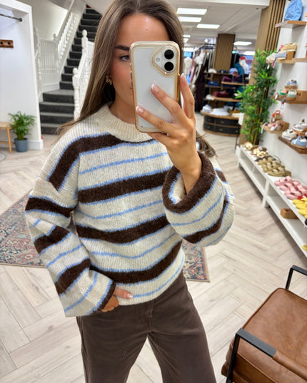 Sophie Airy Striped Jumper - Brown