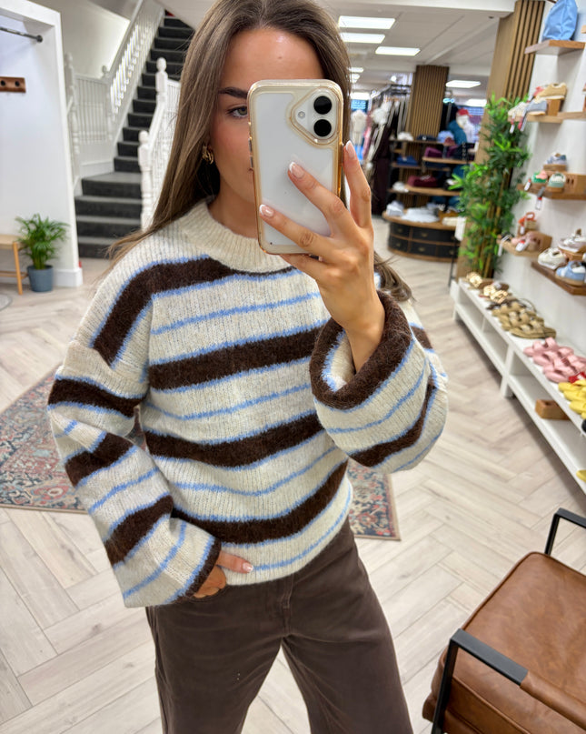Sophie Airy Striped Jumper - Brown
