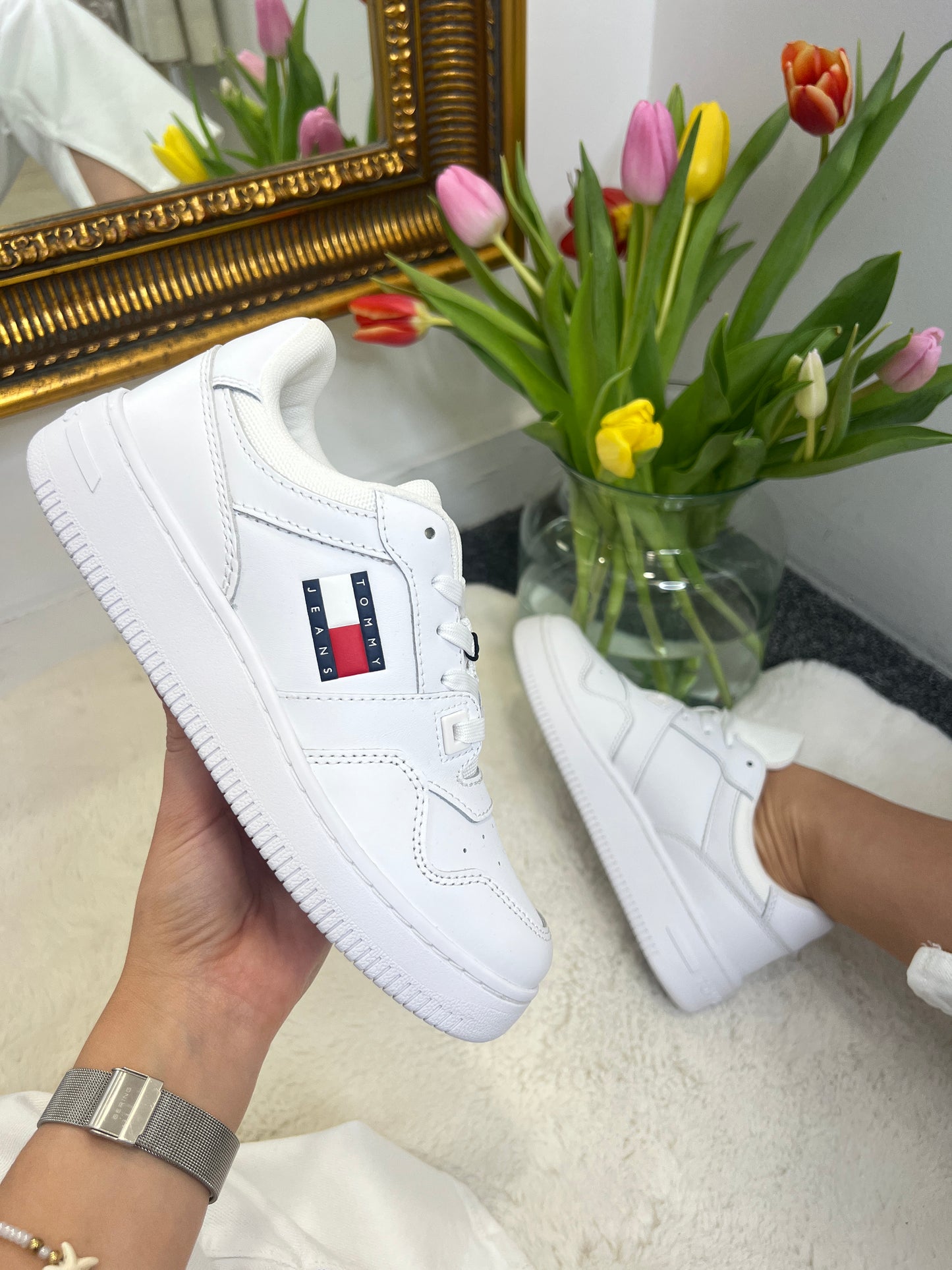 Tommy Jeans - Retro Leather Basketball Trainers - White