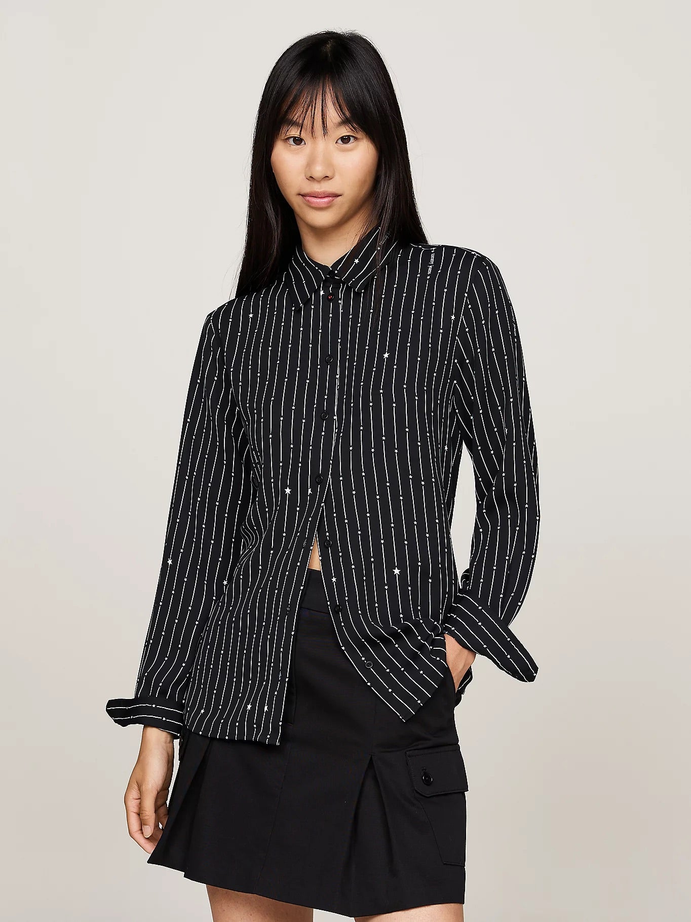 Tommy Jeans - Star Stripe Print Relaxed Shirt - Black Mountain Stardust