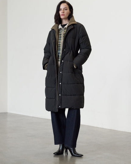 Minnie Black Layered Longline Puffer Coat