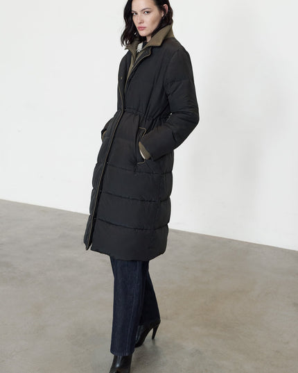 Minnie Black Layered Longline Puffer Coat