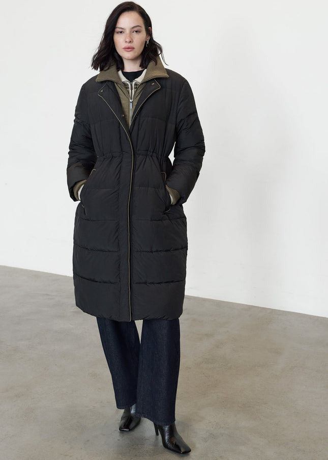 Minnie Black Layered Longline Puffer Coat
