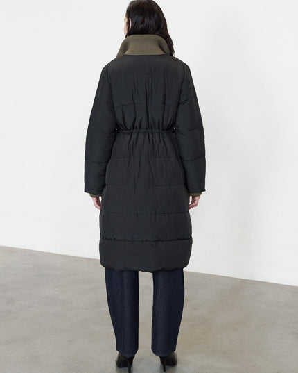Minnie Black Layered Longline Puffer Coat
