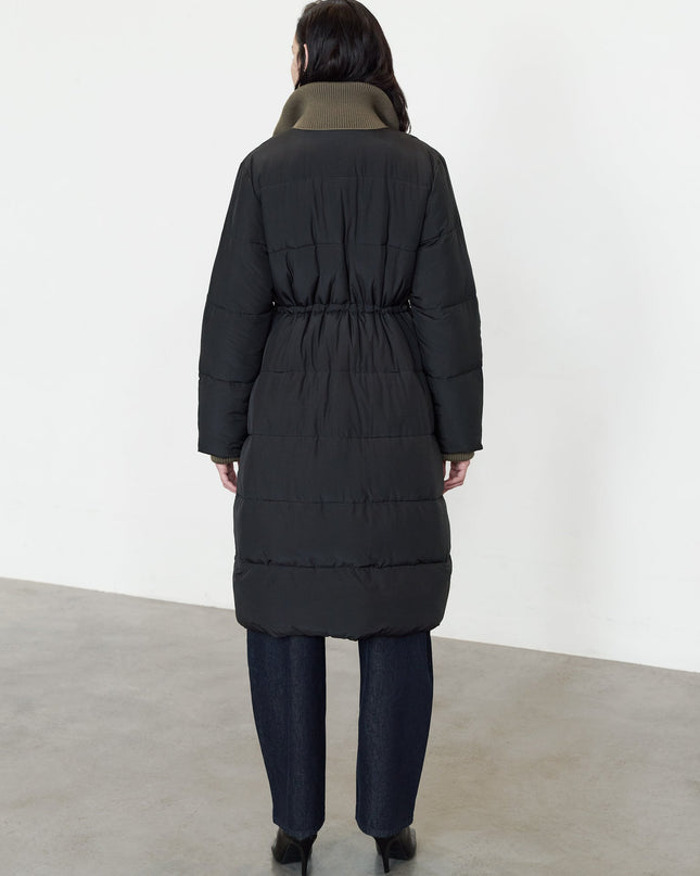 Minnie Black Layered Longline Puffer Coat