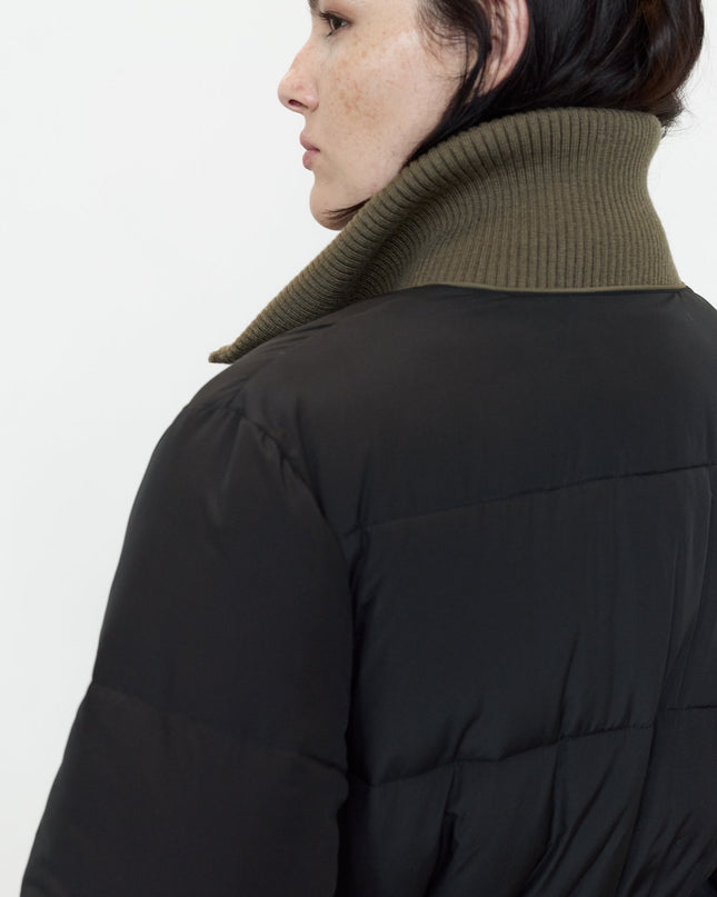 Minnie Black Layered Longline Puffer Coat