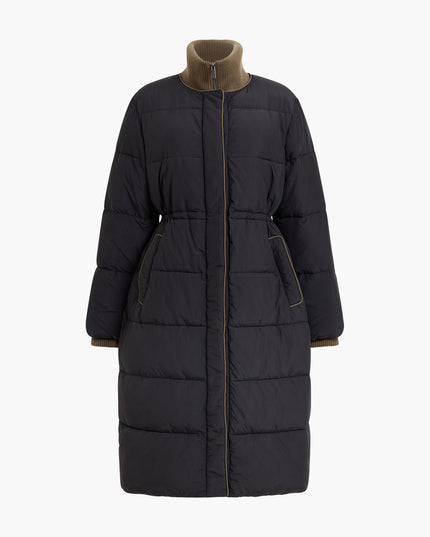 Minnie Black Layered Longline Puffer Coat