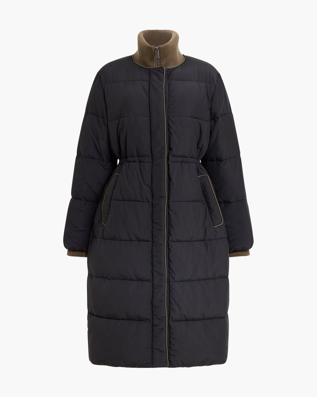 Minnie Black Layered Longline Puffer Coat