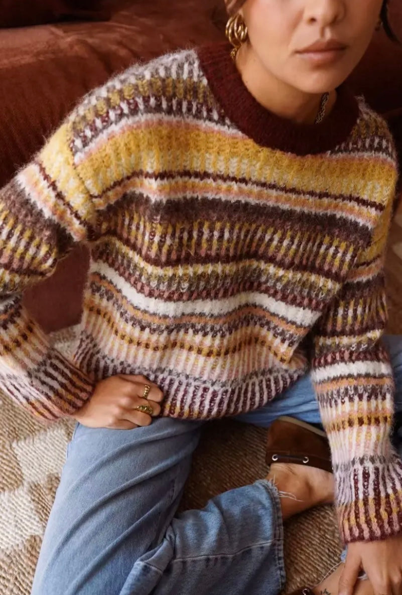 Rachel Retro Fluffy Mohair Jumper - Mustard