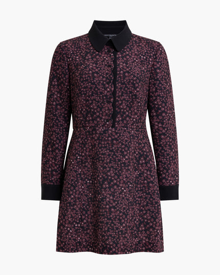 Audrey Black Floral Tailored Mini Shirt Dress