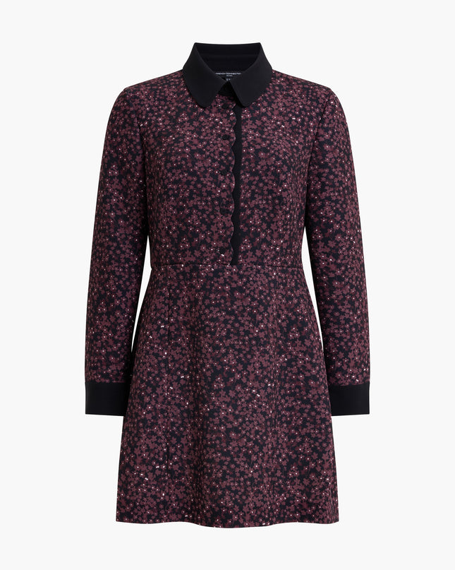 Audrey Black Floral Tailored Mini Shirt Dress