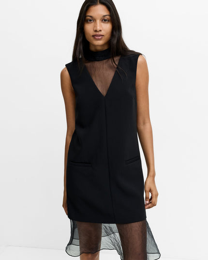 Azra Black Organza Bow Back Dress