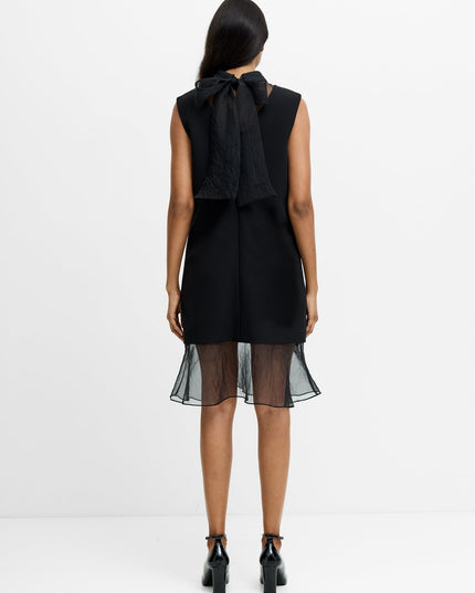 Azra Black Organza Bow Back Dress