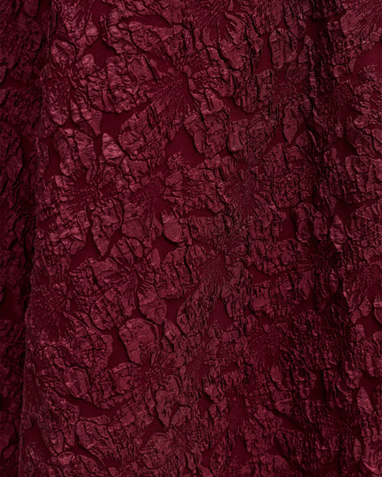 Milenda Burgundy Floral Jacquard Midi Dress