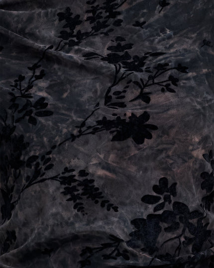 Kenny Floral Velvet Devore Mesh Midi Dress