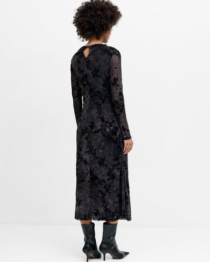 Kenny Floral Velvet Devore Mesh Midi Dress