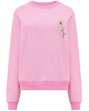 Mindy Blouson Sleeve Sweatshirt - Pink, Heart Flower