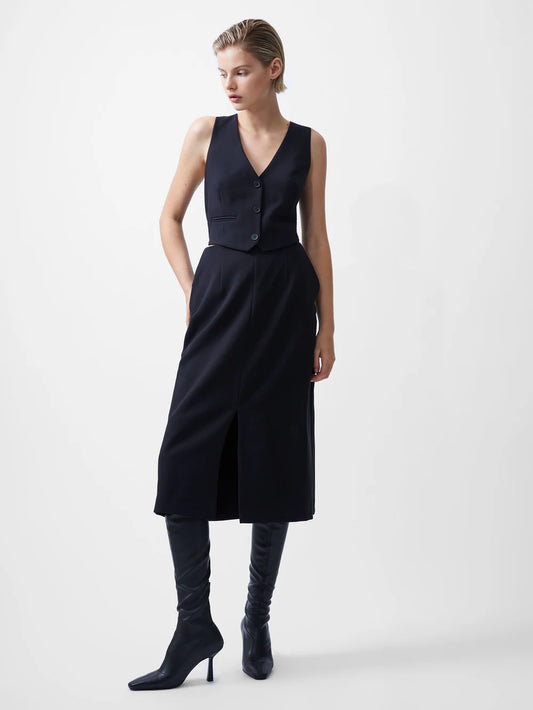 Gemma Twill Waistcoat Dress - Blackout