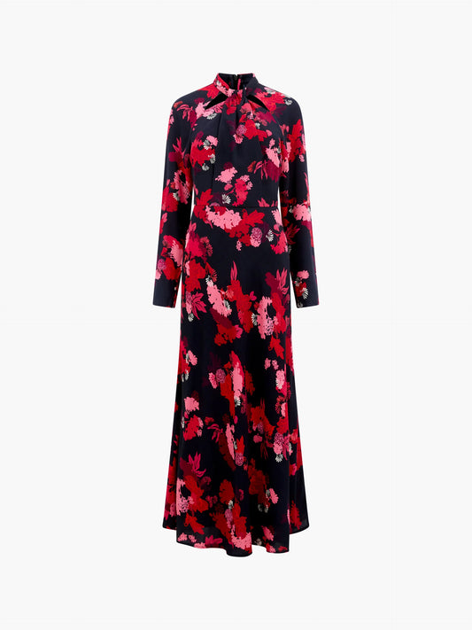 French Connection Foliage Chiara Tie Knot Neck Dress