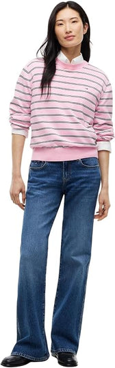 Essential Crew Sweater - PInk Sugar/Stripe