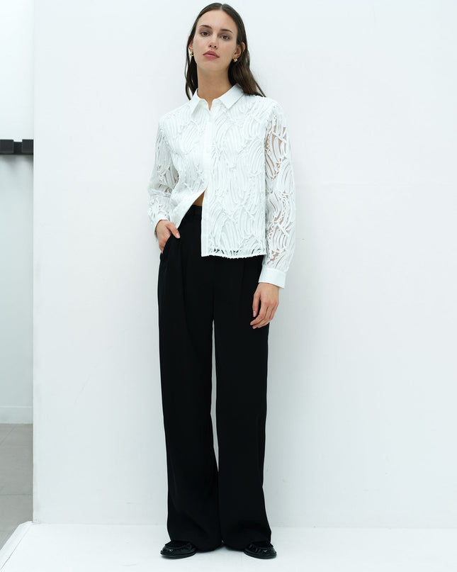 Margot White 3D Textured Long Sleeve Shirt