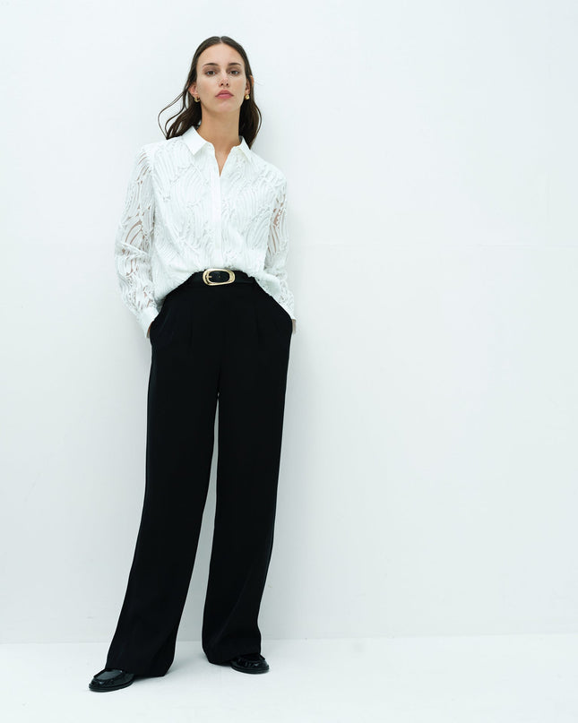 Margot White 3D Textured Long Sleeve Shirt