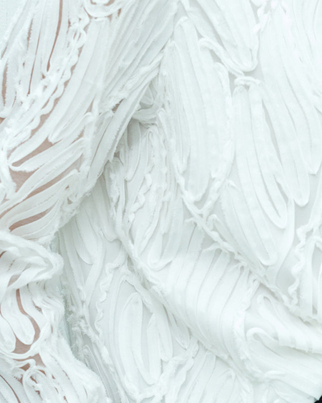 Margot White 3D Textured Long Sleeve Shirt