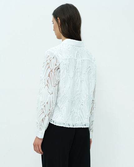 Margot White 3D Textured Long Sleeve Shirt