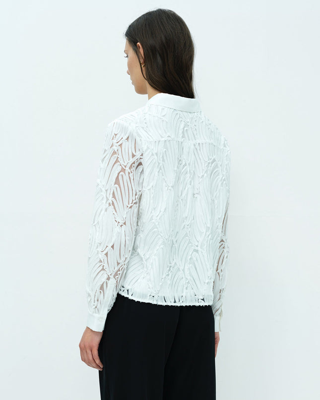 Margot White 3D Textured Long Sleeve Shirt