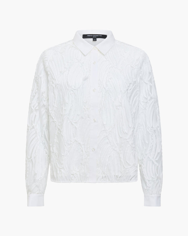 Margot White 3D Textured Long Sleeve Shirt